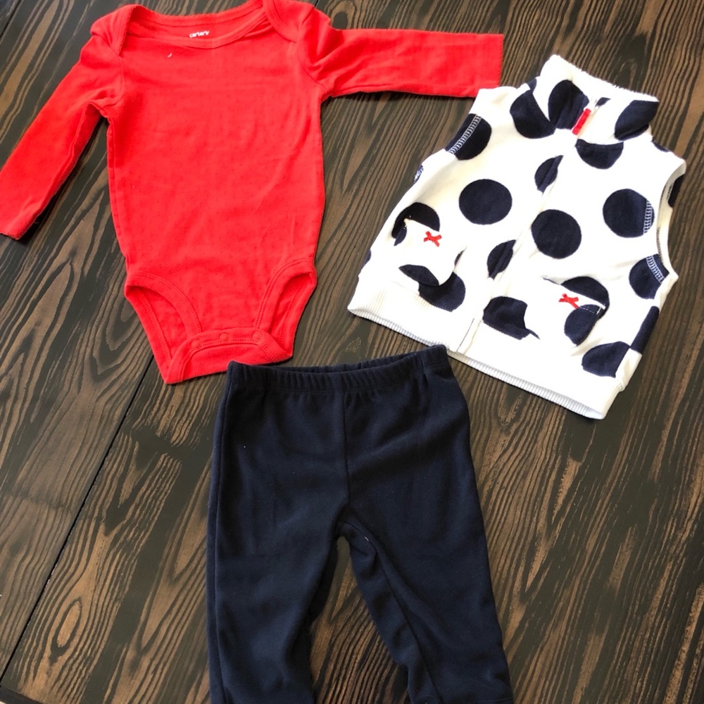 Baby girl pants, onesie, & vest set.